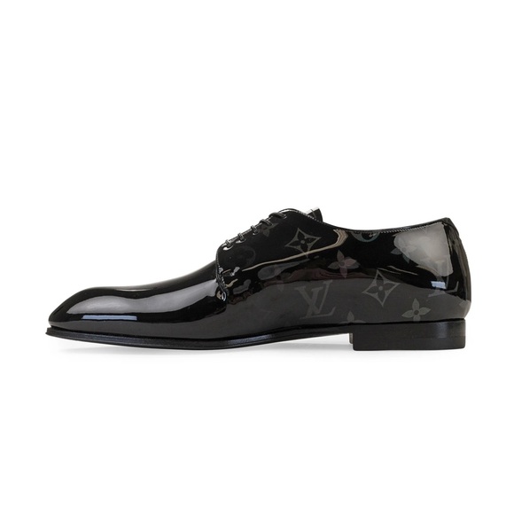 Louis Vuitton Black Monogram Patent Leather Oxford Dress Shoes Size 8.5 - Picture 4 of 7